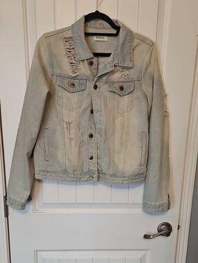 Mono B Light Wash Distressed Denim Jacket